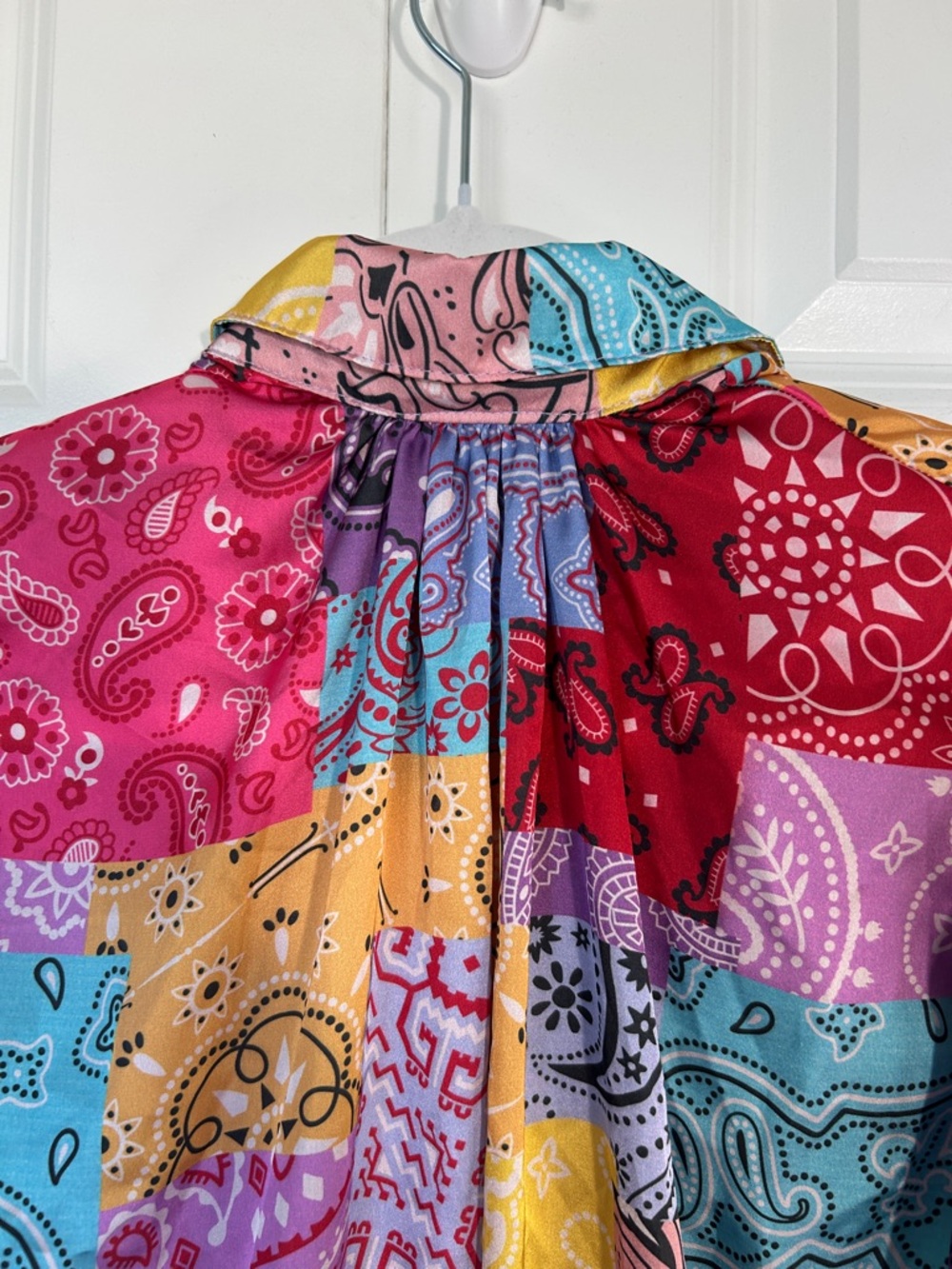 Bululu Multicolor Patchwork Bandana-Print Button Down Shirt - Picture 5 of 9